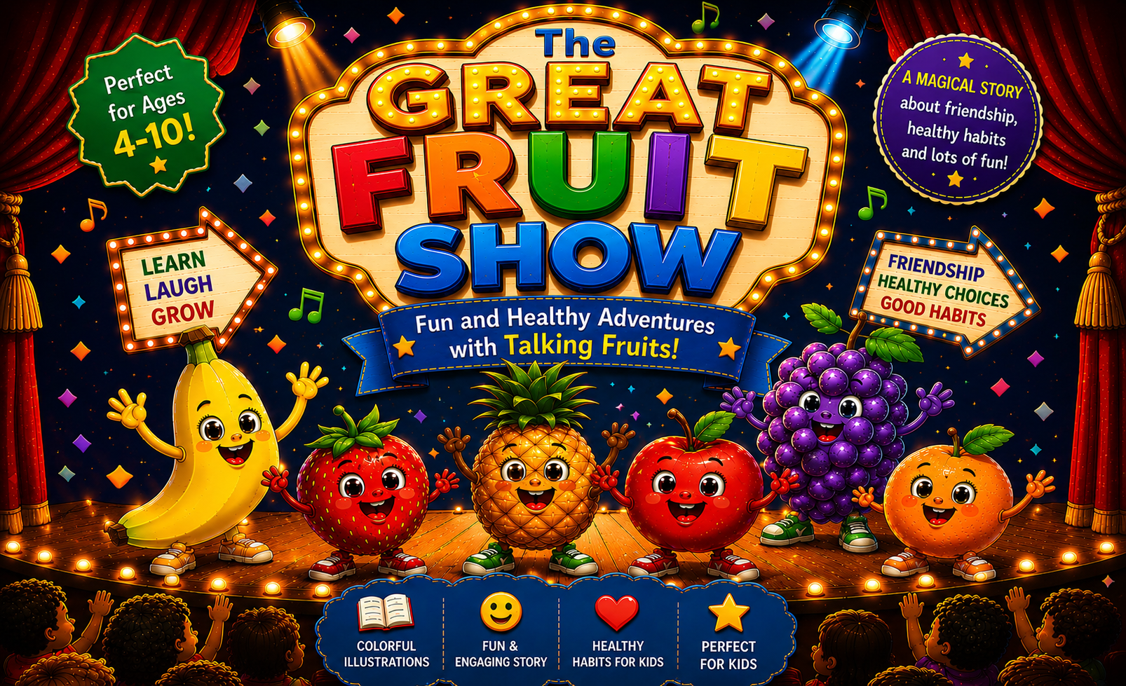 The Great Fruit Show printable educational storybook cover for the Kids Storybooks collection