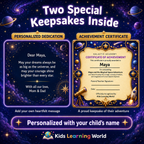 Personalized dedication and achievement certificate included with Maya and the Magical Space Adventure.