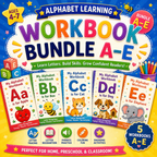Alphabet Learning Worksheets A–E – Printable Letter Tracing & Phonics Activities for Kids Ages 3–6 | Digital PDF