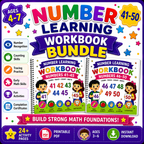 Number Learning Worksheets 41–50 – Printable Counting, Number Tracing & Math Activities for Kids Ages 3–6 | Digital PDF