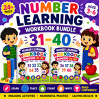 Number Learning Worksheets 31–40 – Printable Counting, Number Tracing & Math Activities for Kids Ages 3–6 | Digital PDF
