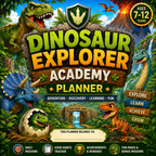 Dinosaur Explorer Kids Planner – Printable Daily Planner for Kids Ages 7–12 | Goal Setting, Habit Tracker & Learning Workbook
