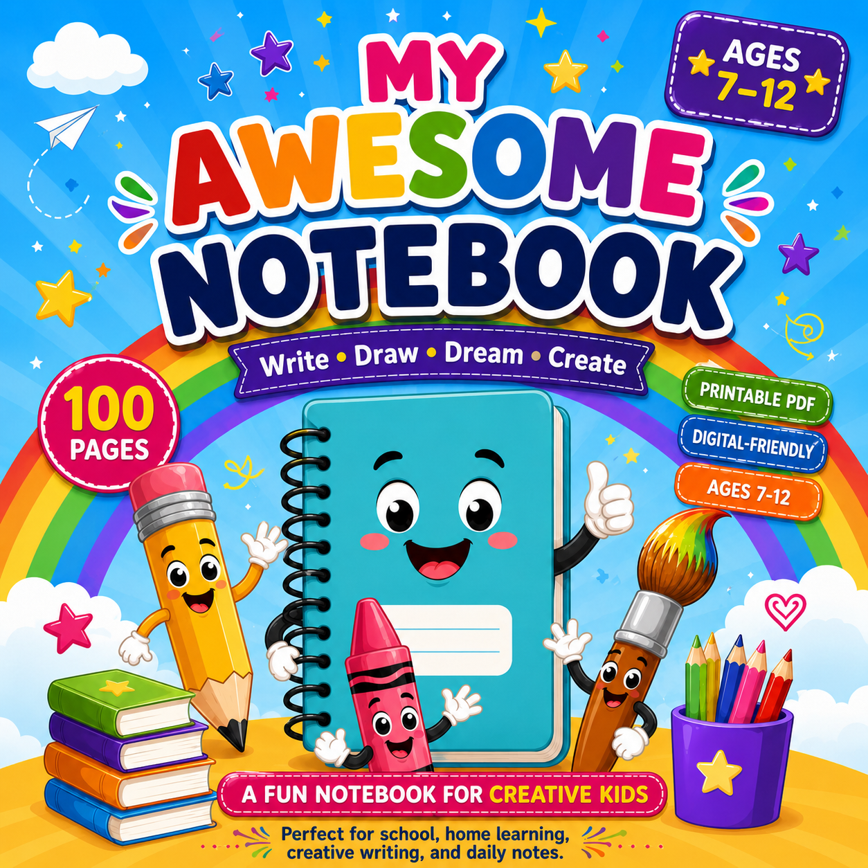 My Awesome Notebook | Printable Kids Notebook PDF | Kids Learning World
