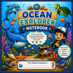 Ocean Explorer Kids Notebook – Printable Writing & Drawing Notebook for Kids Ages 7–12 | Digital PDF for School & Homeschool