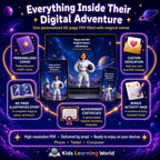 Personalized 60-page digital storybook with custom cover, dedication, achievement certificate, and bonus activity page.