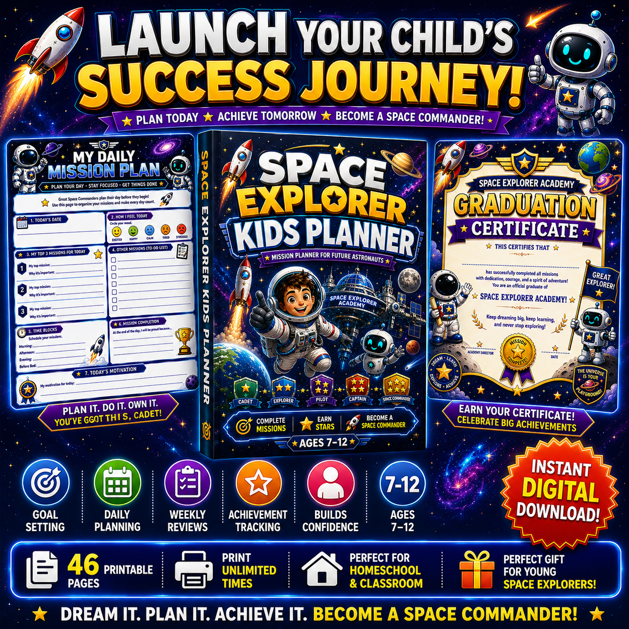Space Explorer Kids Planner