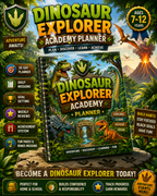 Dinosaur Explorer Kids Planner – Printable Daily Planner for Kids Ages 7–12 | Goal Setting, Habit Tracker & Learning Workbook