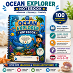 Ocean Explorer Kids Notebook – Printable Writing & Drawing Notebook for Kids Ages 7–12 | Digital PDF for School & Homeschool