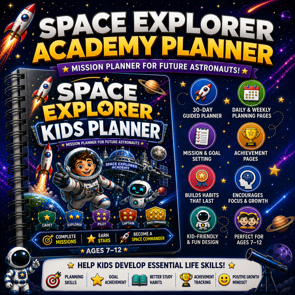 Space Explorer Kids Planner