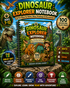 Dinosaur Explorer Kids Notebook – Printable Writing & Drawing Notebook for Kids Ages 7–12 | Digital PDF for School & Homeschool