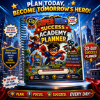 Super Hero Success Kids Planner – Printable Daily Planner for Kids Ages 7–12 | Goal Setting, Habit Tracker & Learning Workbook