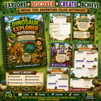 Dinosaur Explorer Kids Notebook – Printable Writing & Drawing Notebook for Kids Ages 7–12 | Digital PDF for School & Homeschool