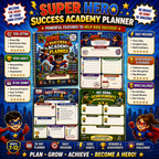 Super Hero Success Kids Planner – Printable Daily Planner for Kids Ages 7–12 | Goal Setting, Habit Tracker & Learning Workbook