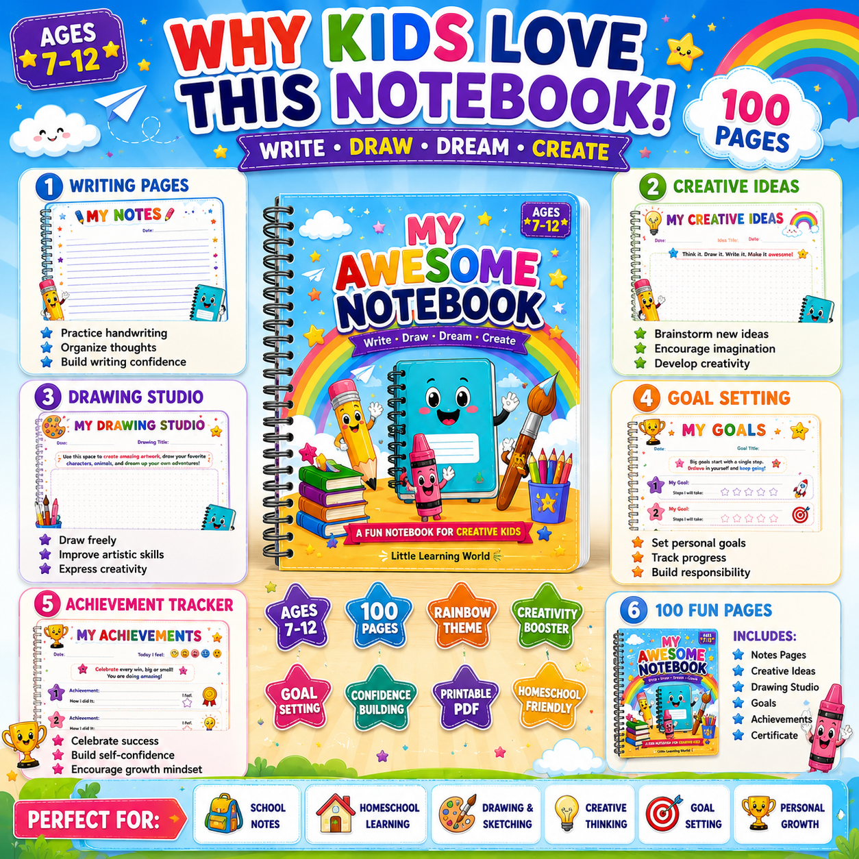 My Awesome Notebook | Printable Kids Notebook PDF | Kids Learning World