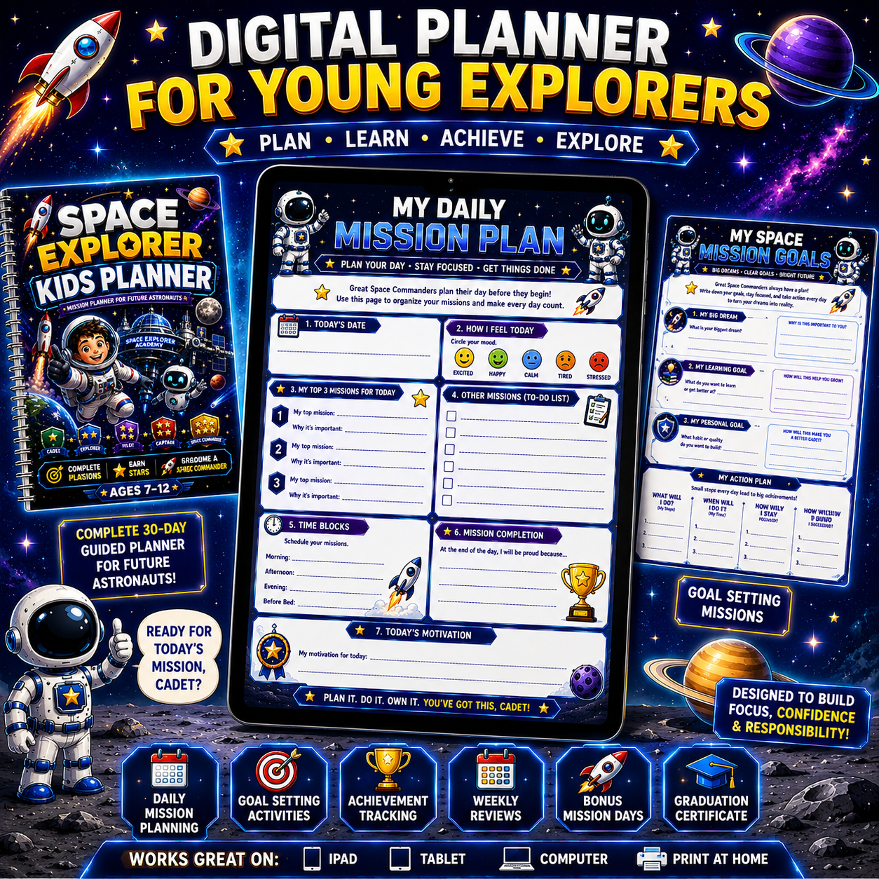 Space Explorer Kids Planner