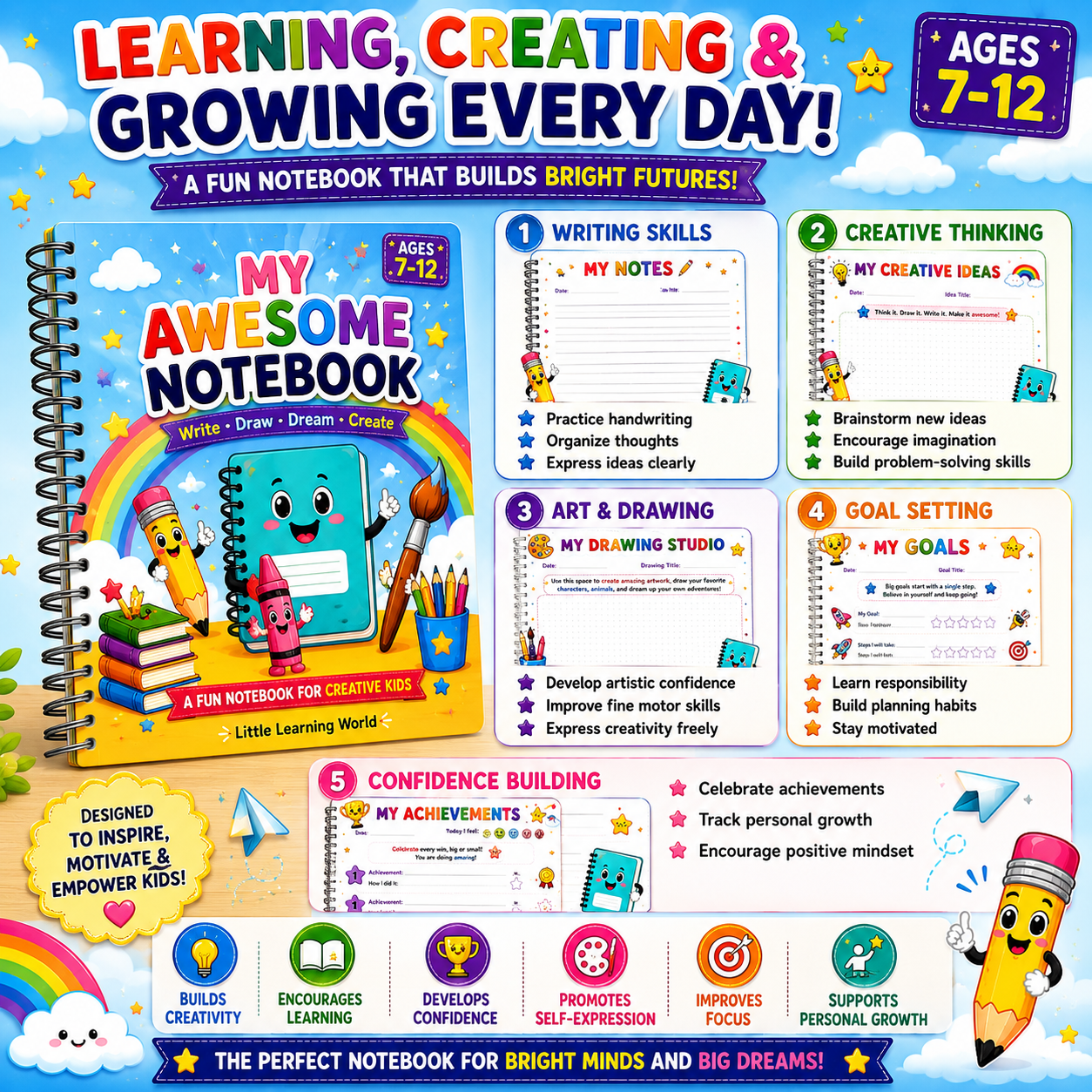 My Awesome Notebook | Printable Kids Notebook PDF | Kids Learning World