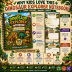 Dinosaur Explorer Kids Notebook – Printable Writing & Drawing Notebook for Kids Ages 7–12 | Digital PDF for School & Homeschool