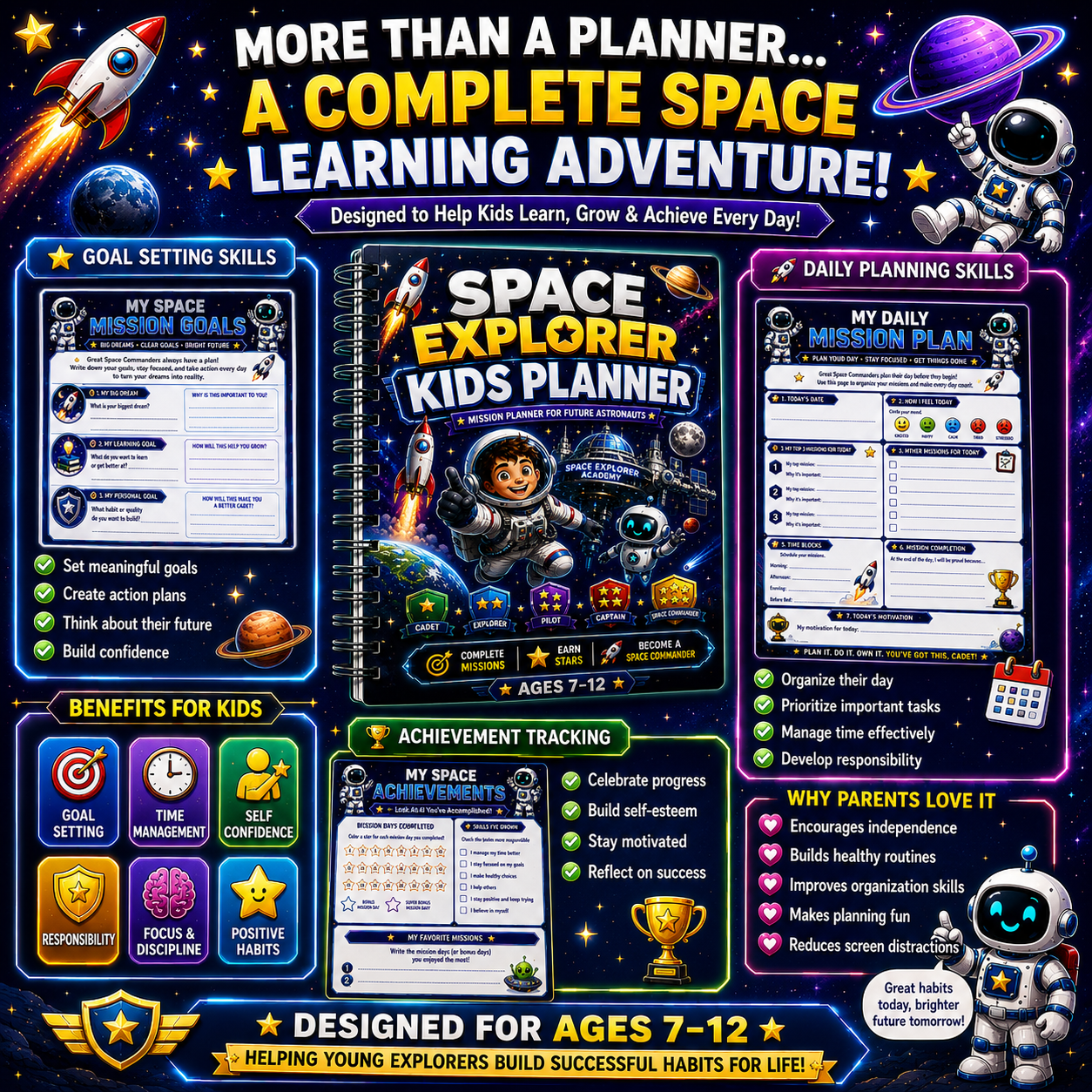 Space Explorer Kids Planner