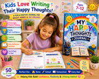My Happy Thoughts Journal for Kids – Printable Gratitude & Reflection Journal for Ages 7–12 | Digital PDF for Home & School