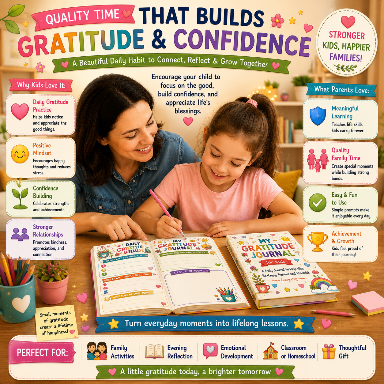 My Gratitude Journal for Kids – Printable Thankfulness & Reflection Journal for Ages 7–12 | Digital PDF for Home & School