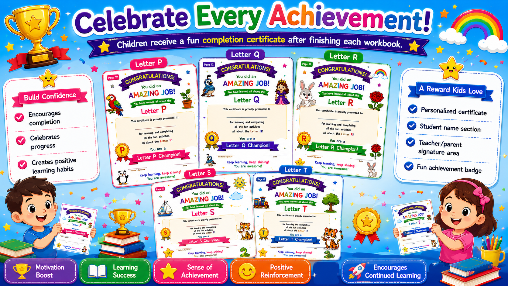 Alphabet Learning Worksheets P–T – Printable Letter Tracing & Phonics Activities for Kids Ages 3–6 | Digital PDF