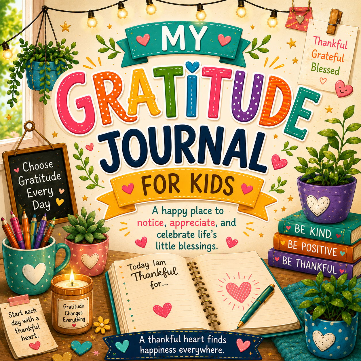 My Gratitude Journal for Kids – Printable Thankfulness & Reflection Journal for Ages 7–12 | Digital PDF for Home & School