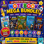 Kids Notebook Mega Bundle – 5 Printable Writing & Drawing Notebooks for Kids Ages 7–12 | Digital PDF Bundle